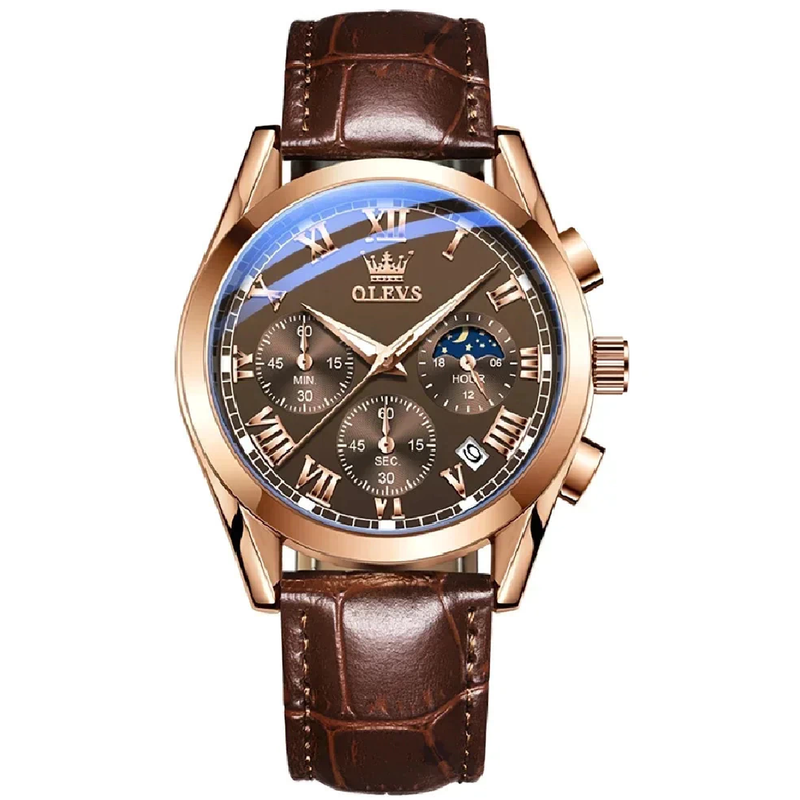 Reloj de Cuero Genuino - Impermeáveis Olevs Men Fashion